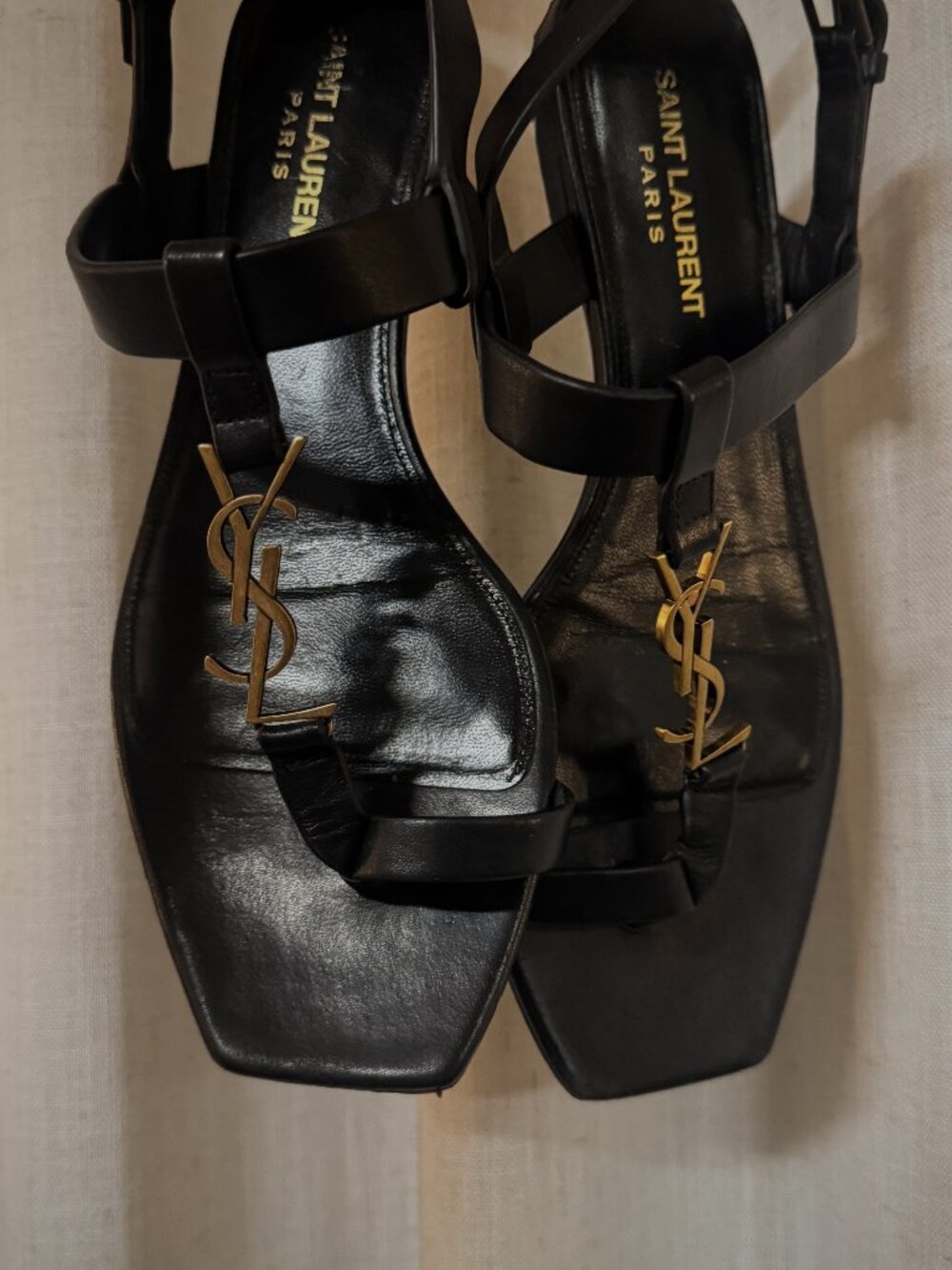 Saint Laurent Cassandra Black Leather Sandals